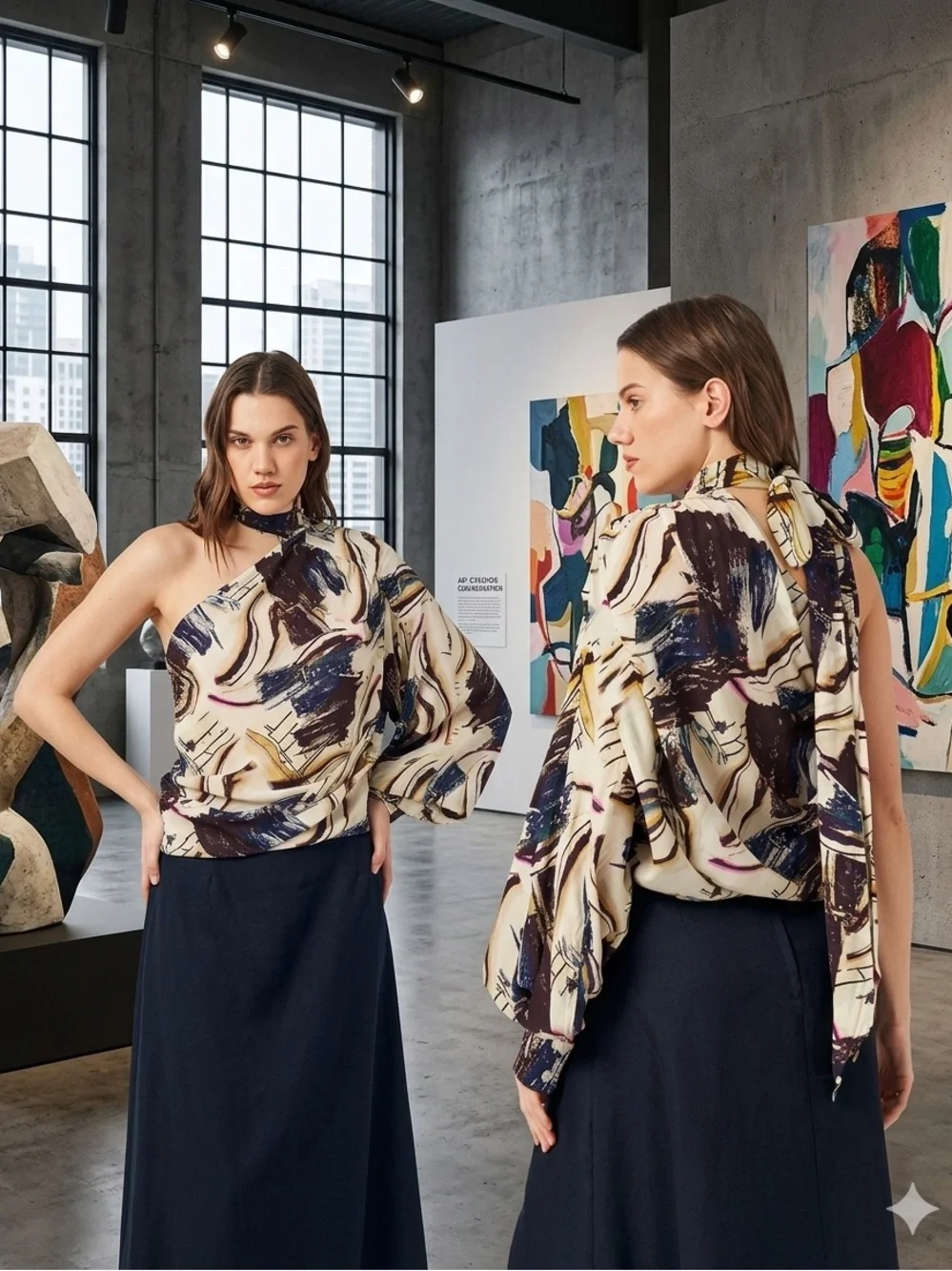 NWT Zara Limited Edition Abstract Printed Asymmetric Blouse - Size M